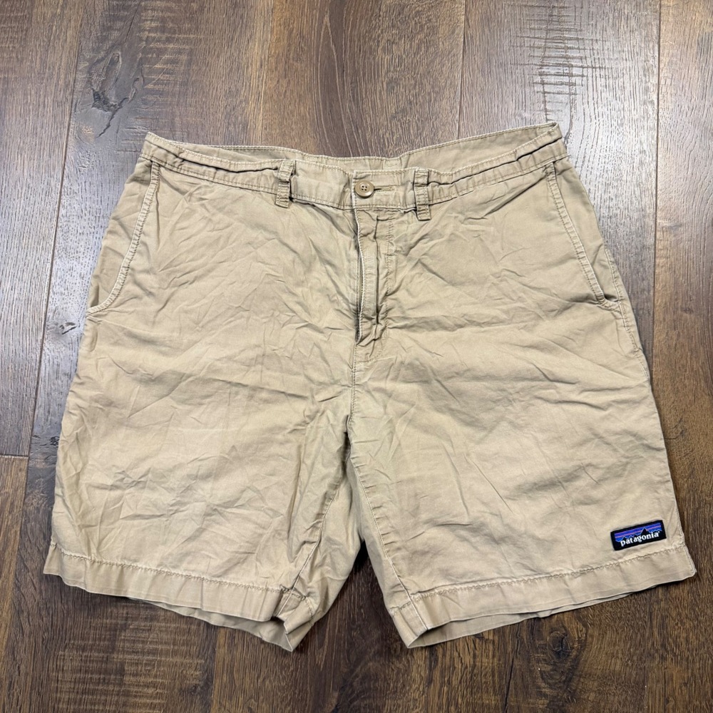Patagonia Chino Shorts Mens 32 Khaki Excellent Organic Cotton Hemp 7 Inseam
